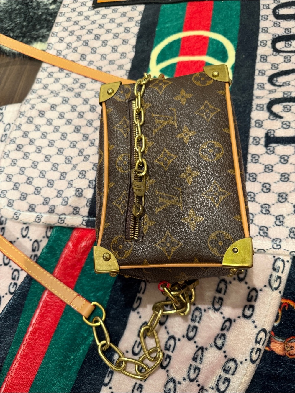 Low price Louis Vuitton Monogram Mini Trunk Crossbody in Brown and Gold - Picture 3 of 8
